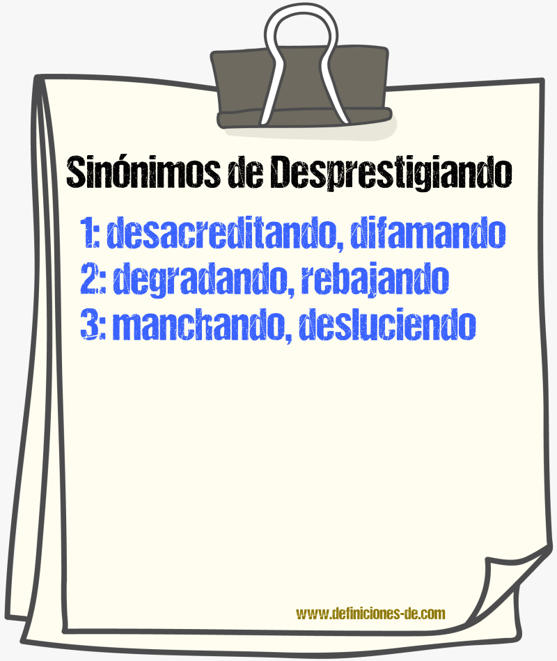 Sinónimos de desprestigiando