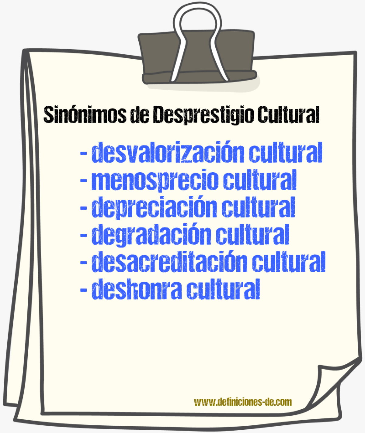 Sinónimos de desprestigio cultural