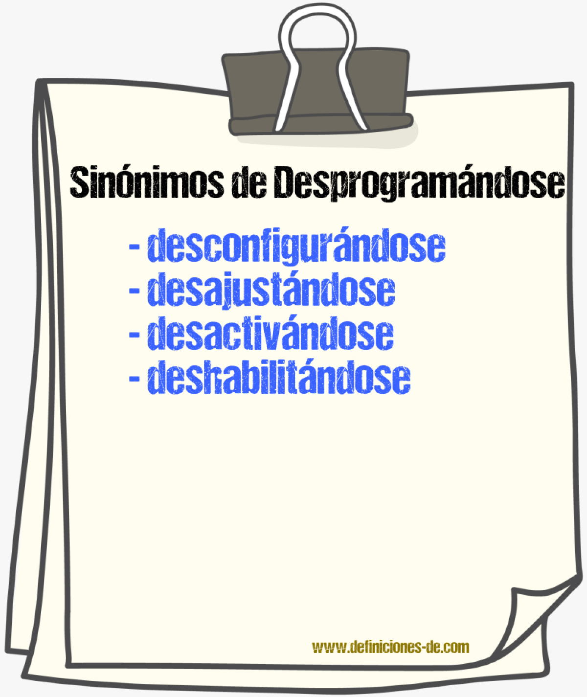 Sinónimos de desprogramándose