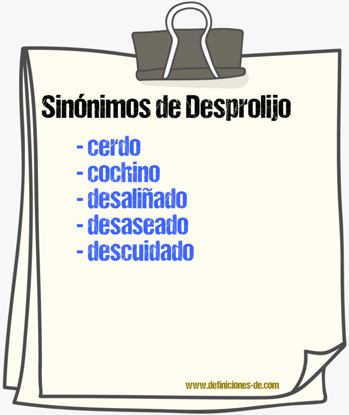 Sinnimos de desprolijo