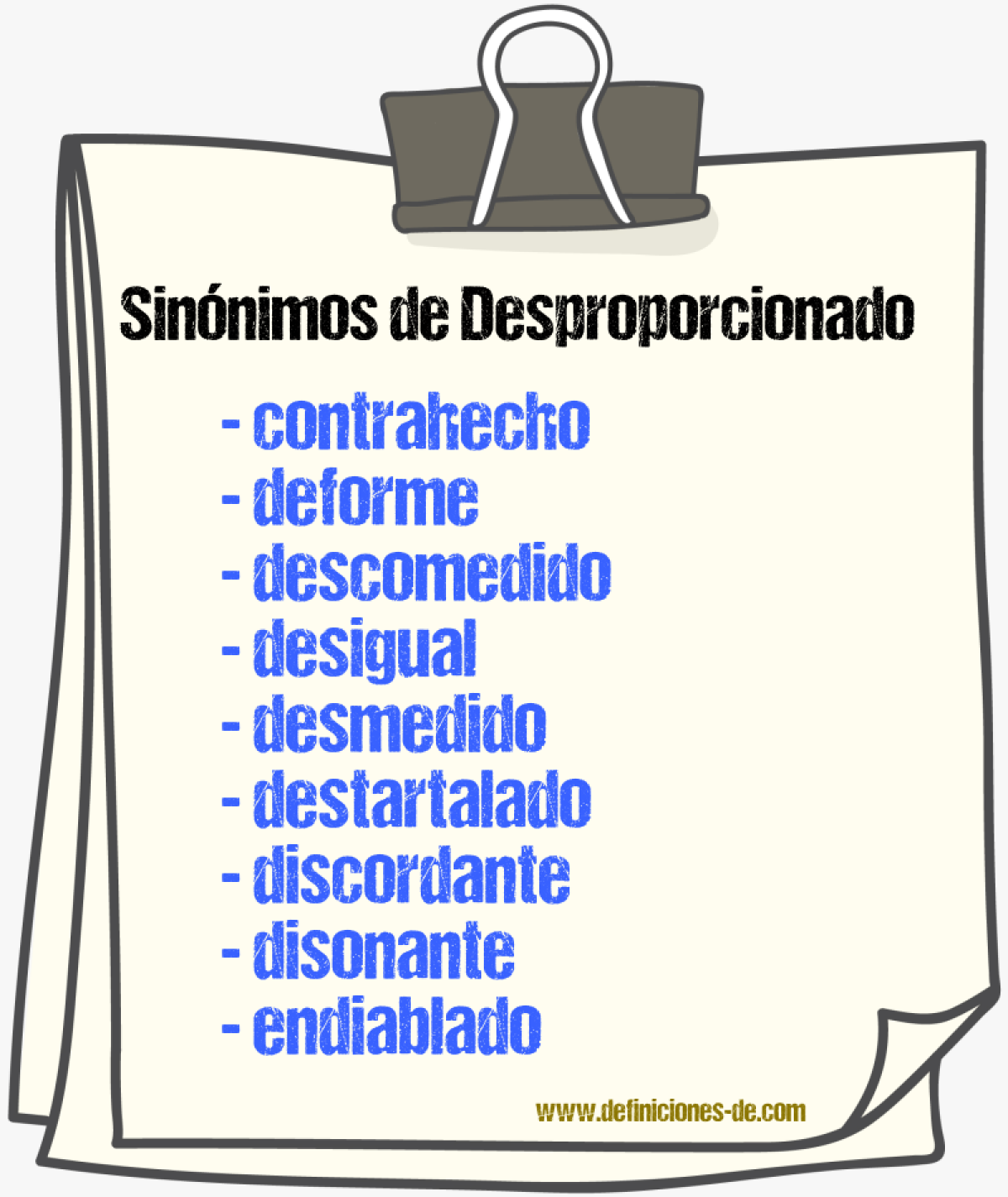 Sinnimos de desproporcionado