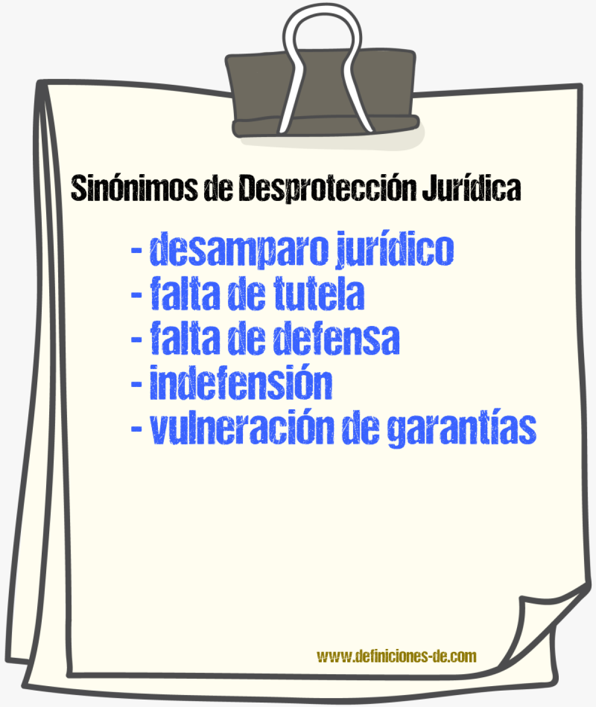 Sinónimos de desprotección jurídica
