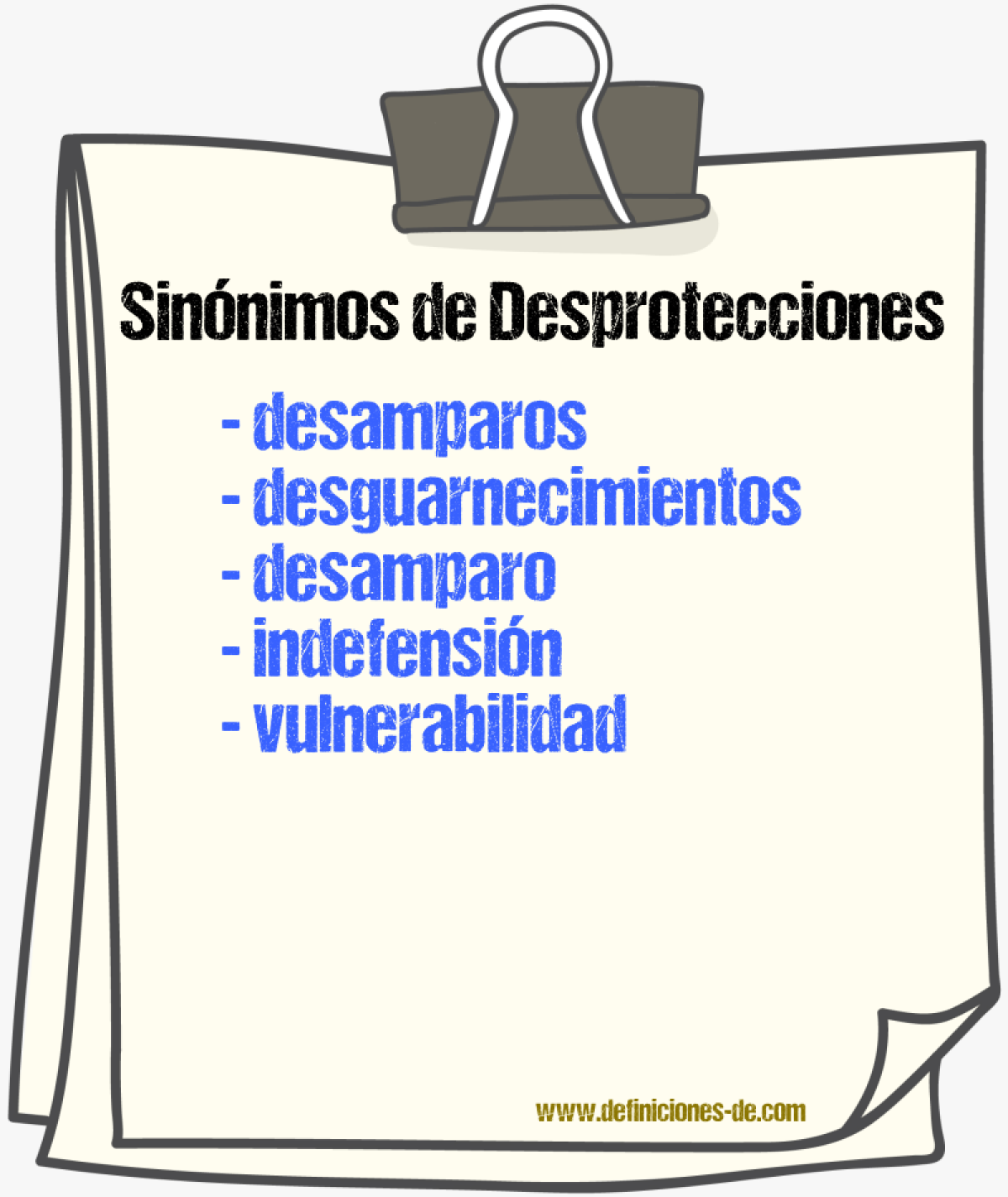 Sinónimos de desprotecciones