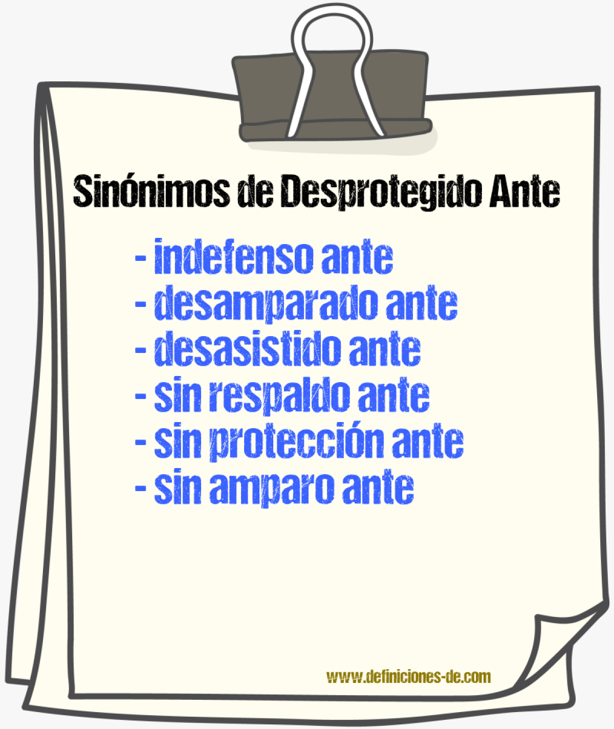Sinónimos de desprotegido ante