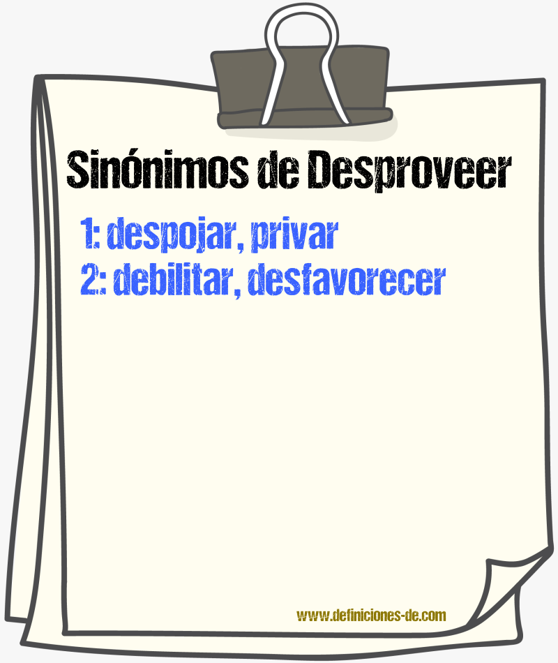 Sinónimos de desproveer