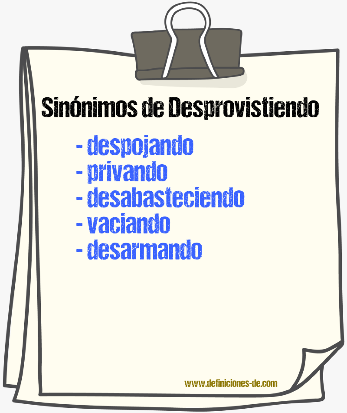 Sinónimos de desprovistiendo