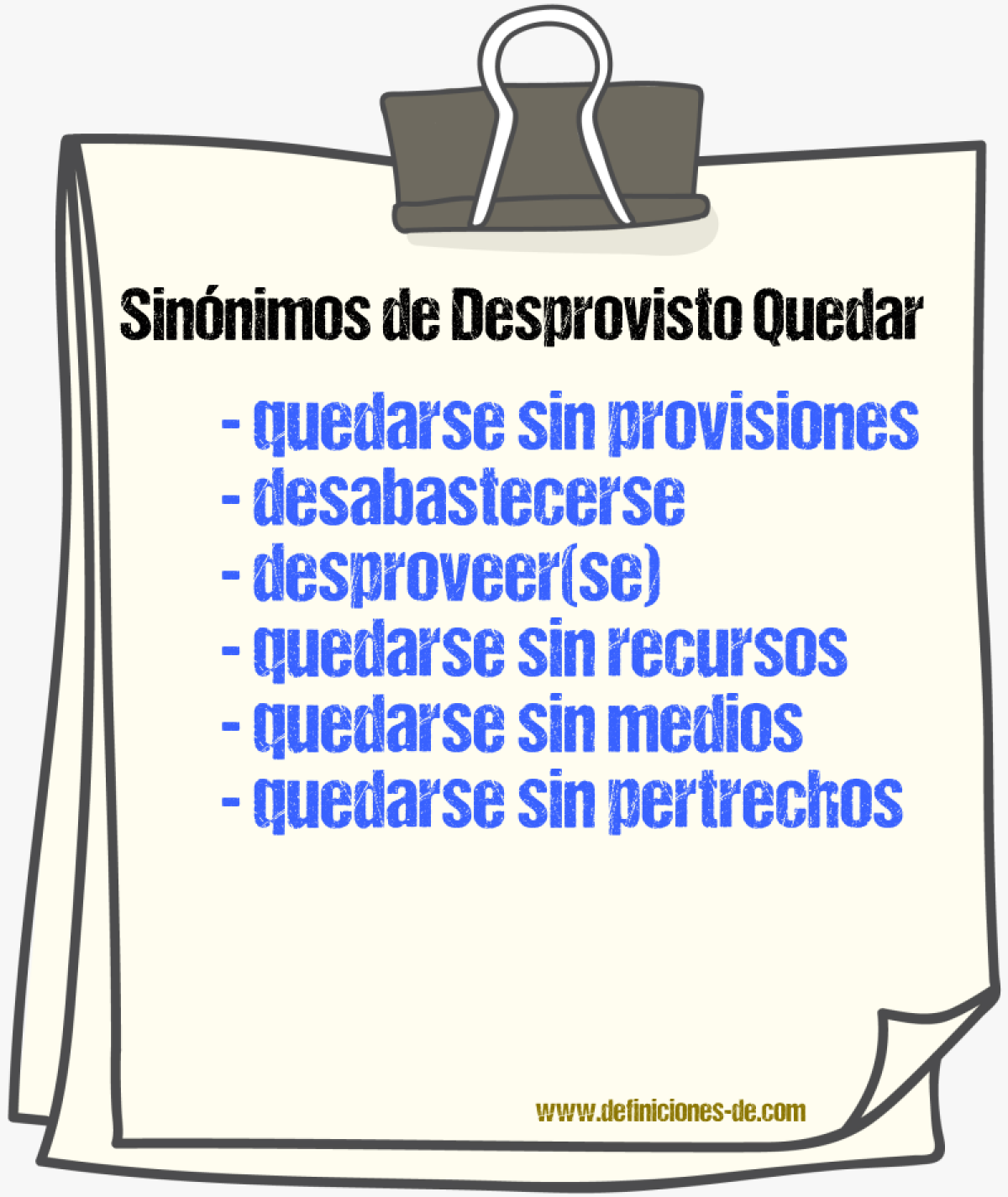 Sinónimos de desprovisto quedar