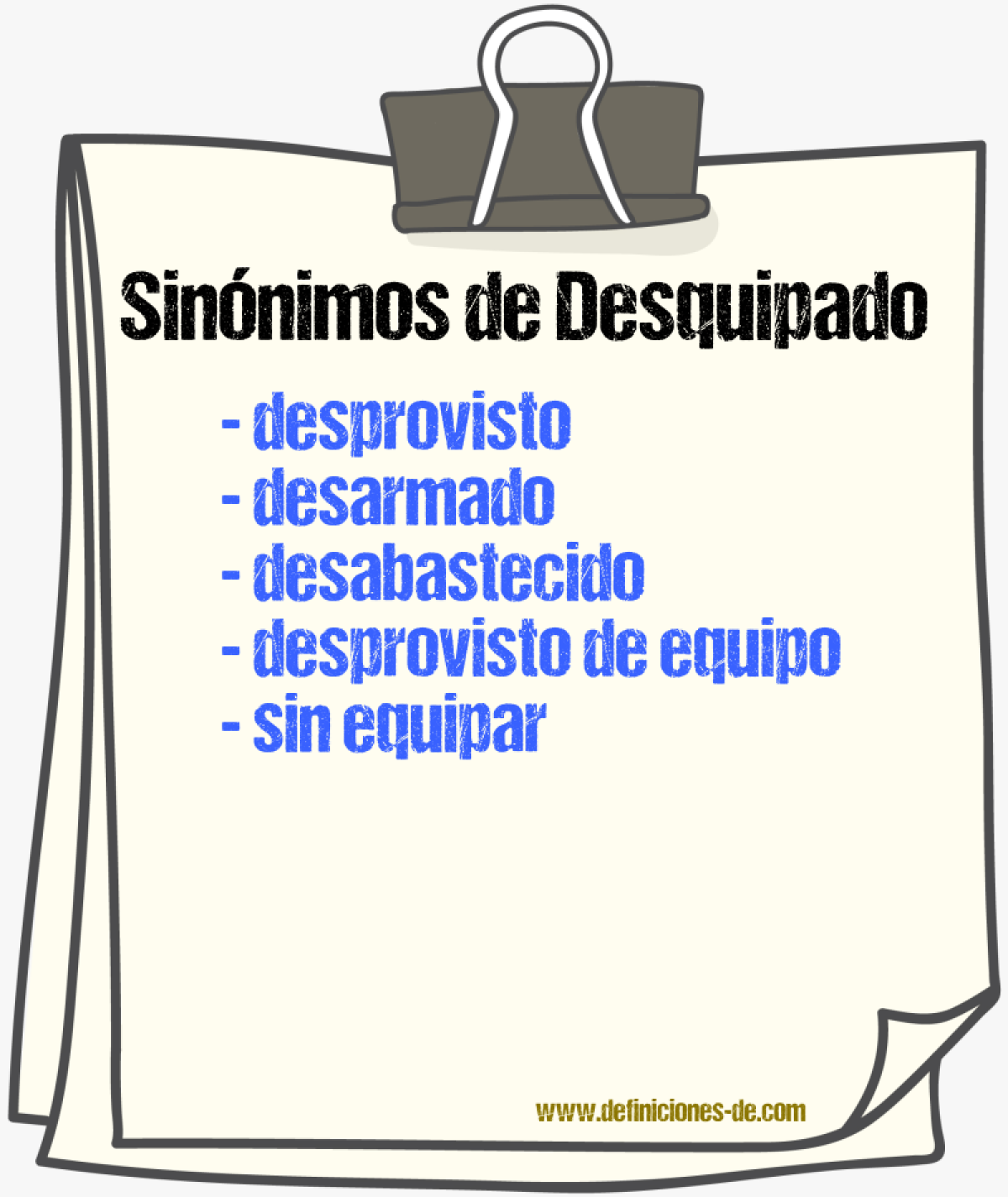 Sinónimos de desquipado