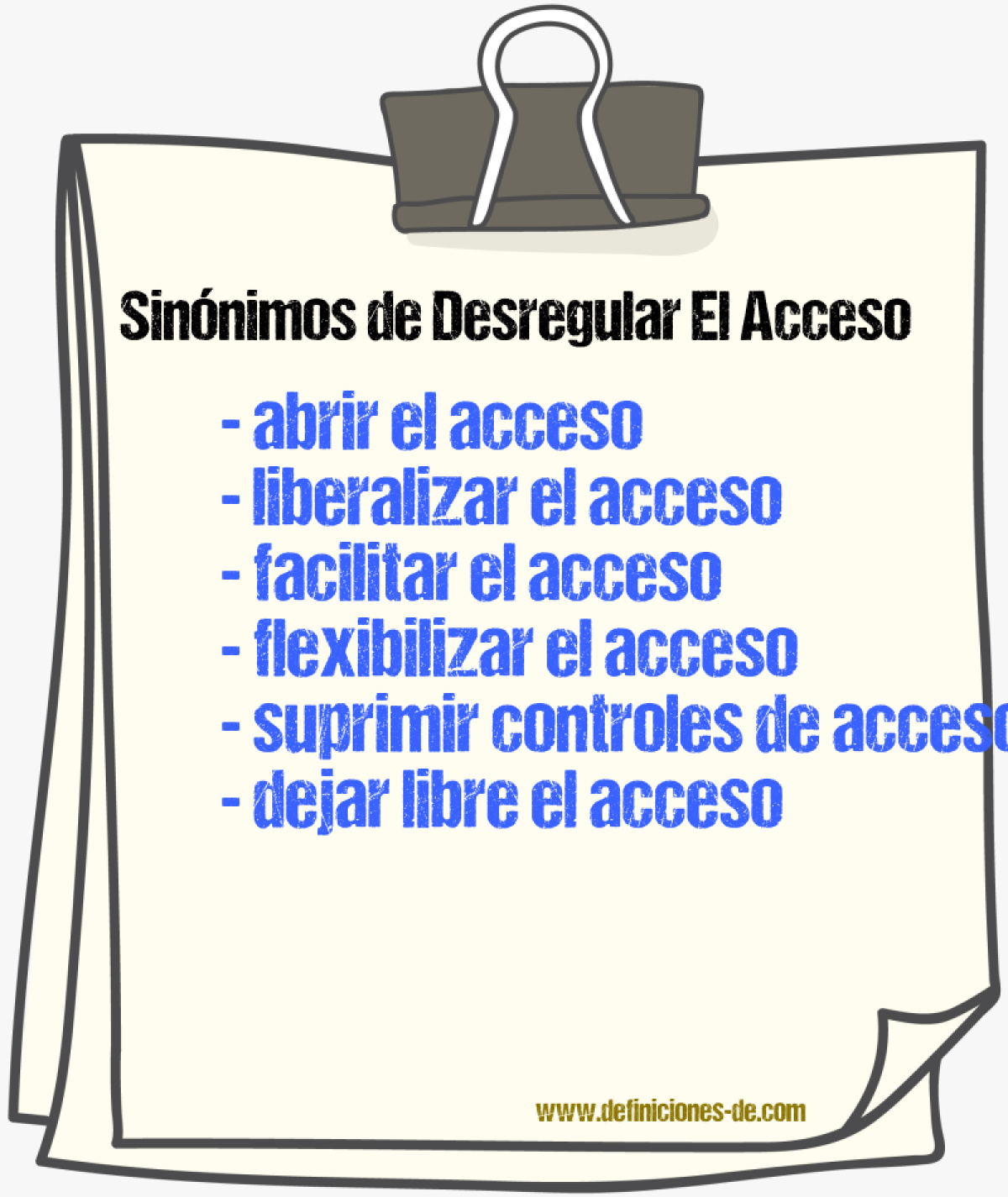 Sinónimos de desregular el acceso