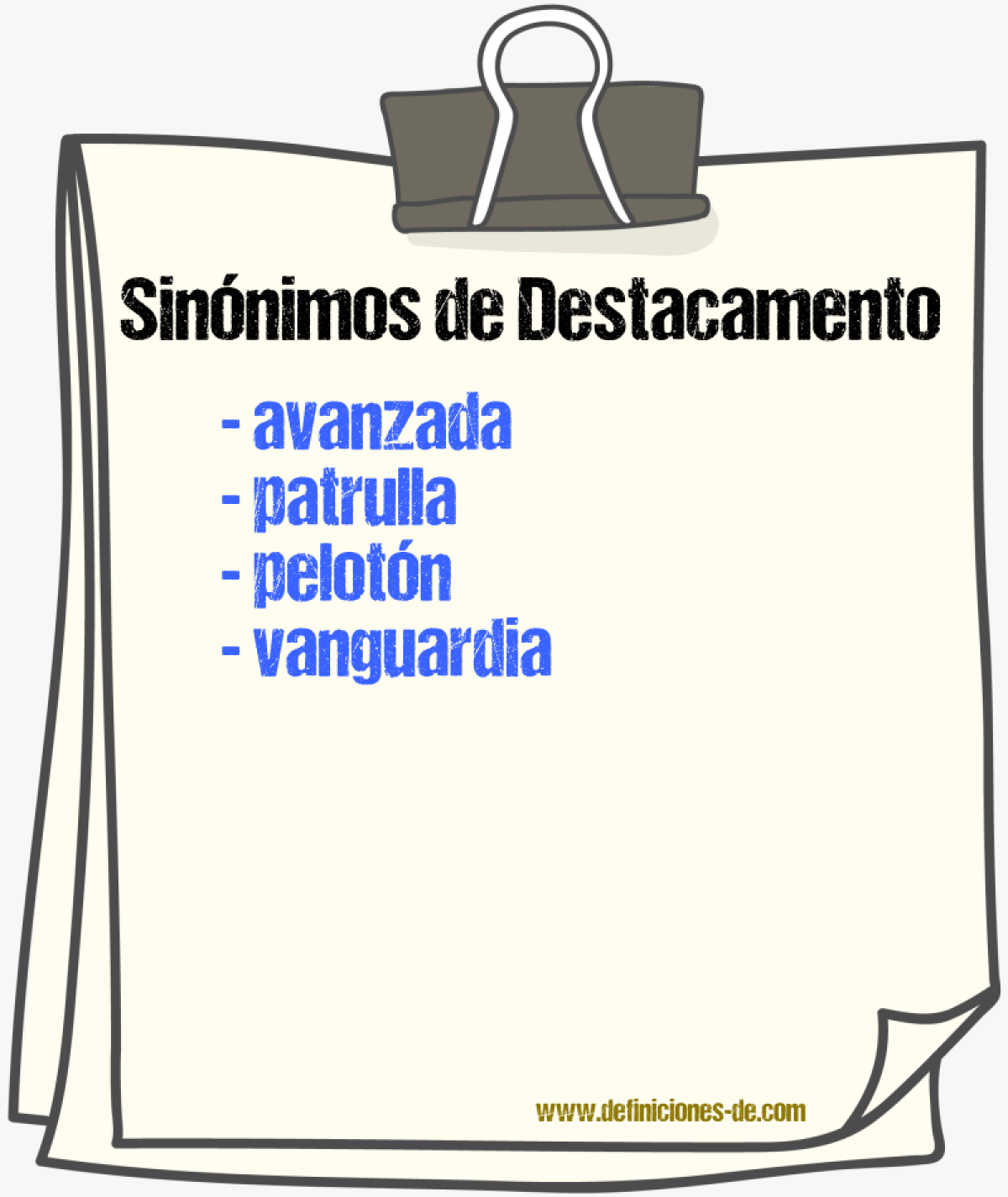 Sinnimos de destacamento