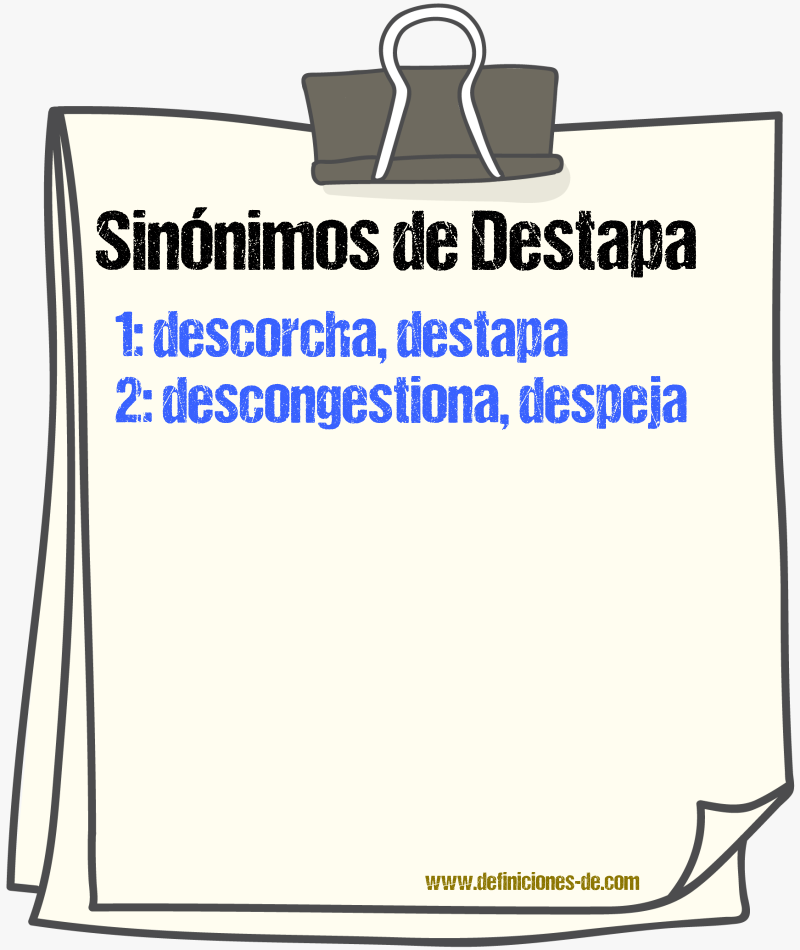 Sinónimos de destapa