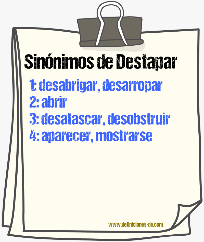 Sinnimos de destapar