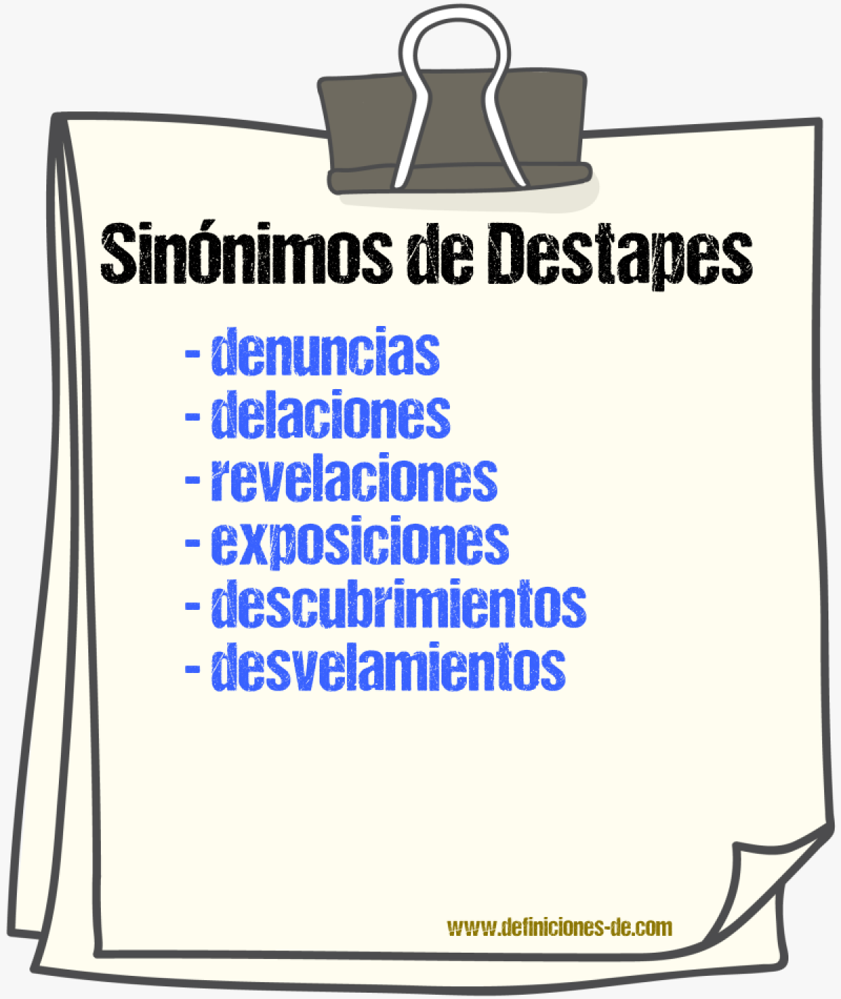 Sinónimos de destapes