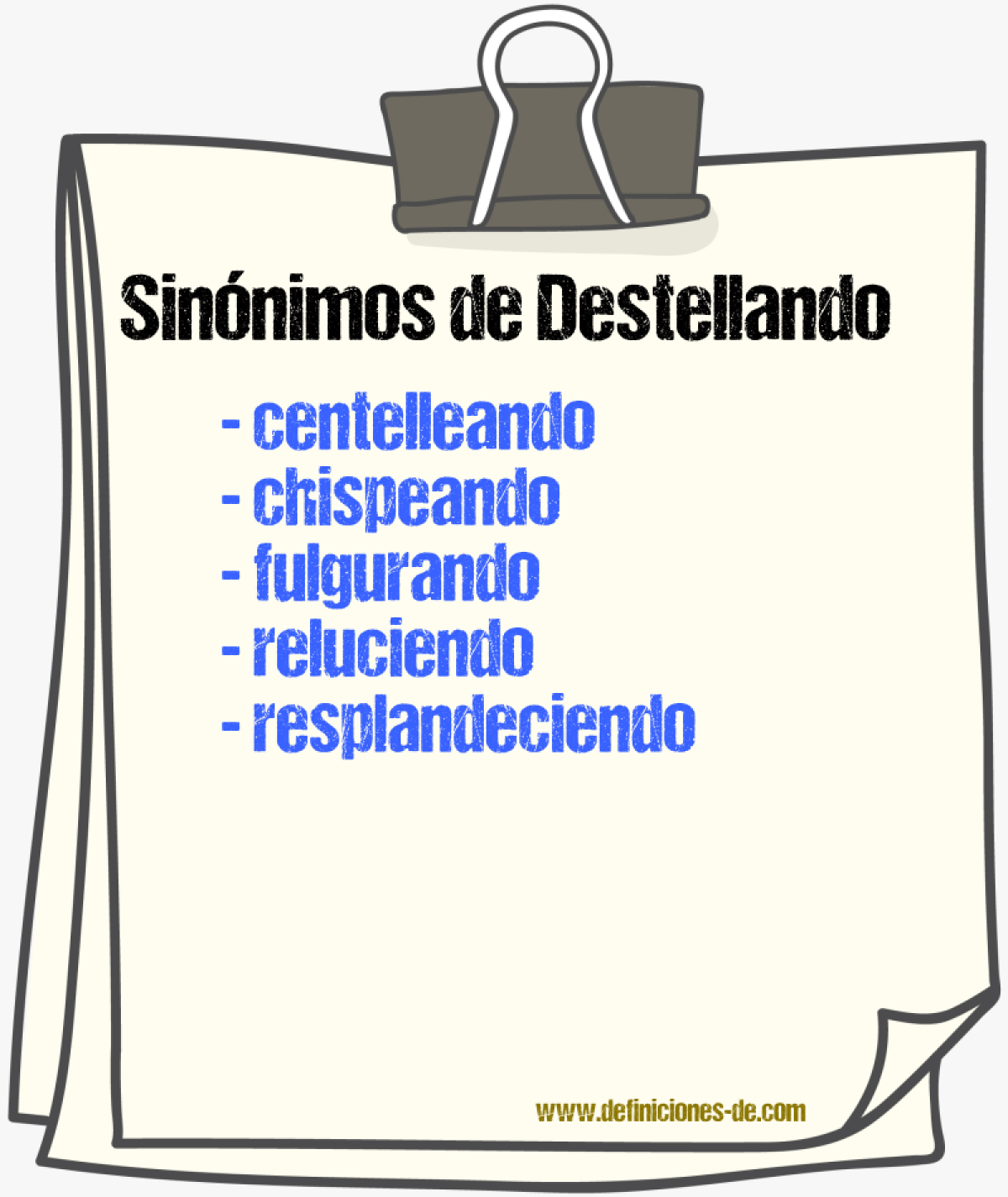 Sinónimos de destellando
