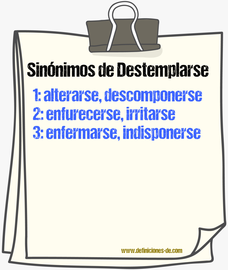 Sinnimos de destemplarse