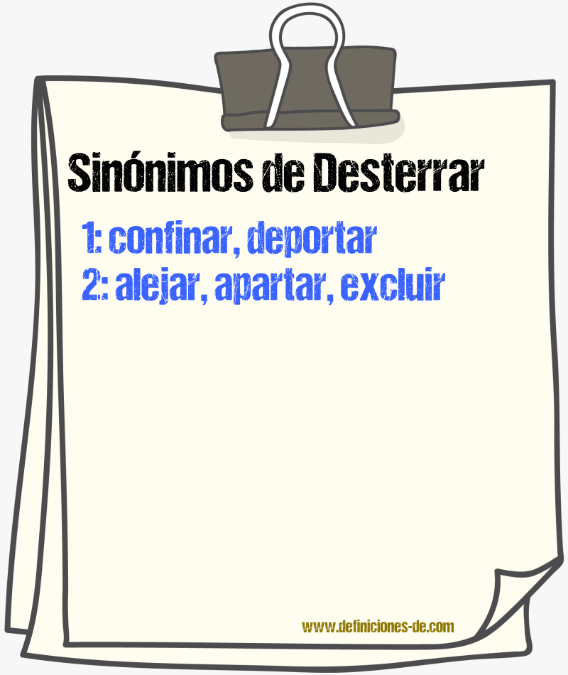 Sinnimos de desterrar