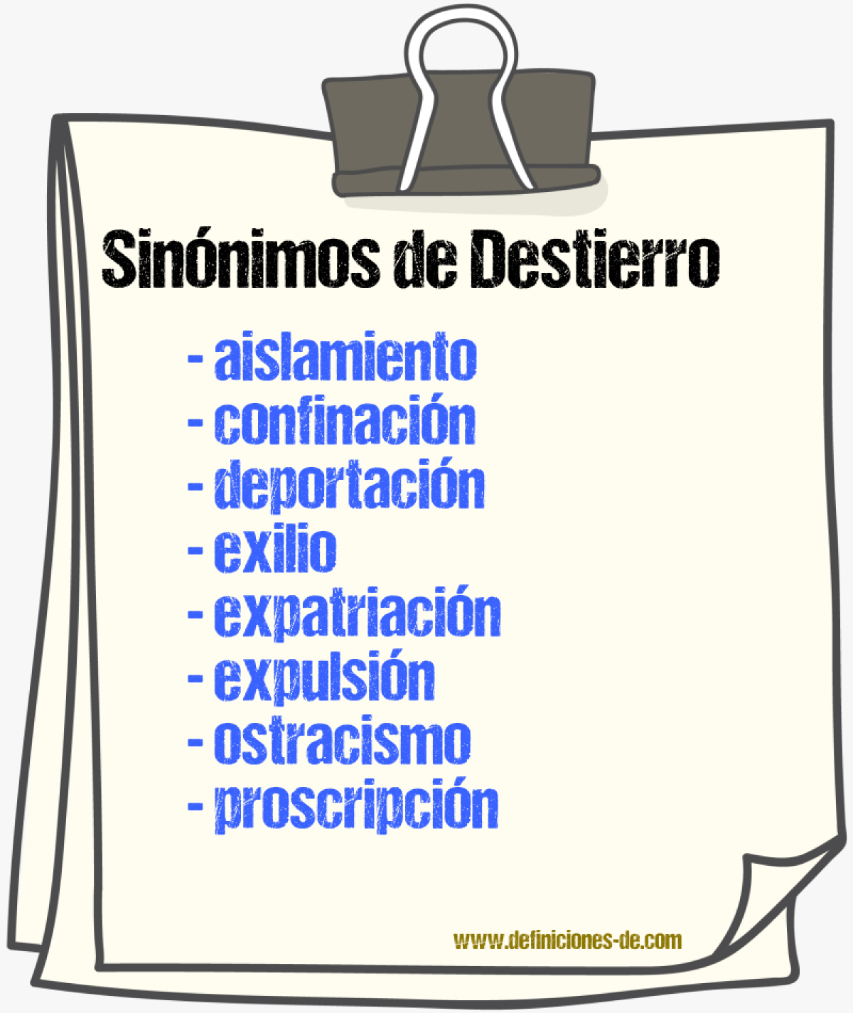 Sinnimos de destierro