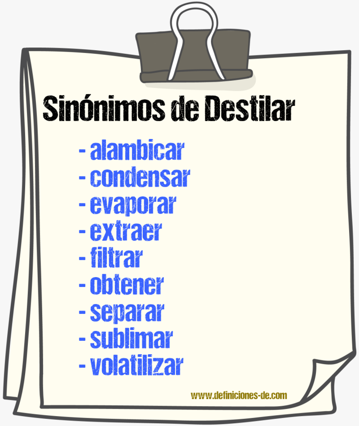 Sinnimos de destilar