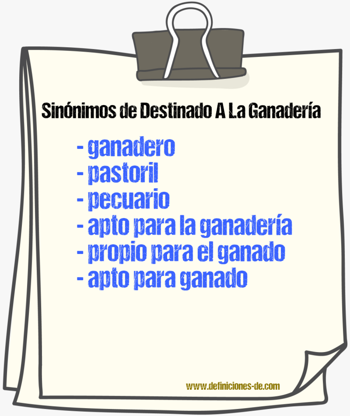 Sinónimos de destinado a la ganadería