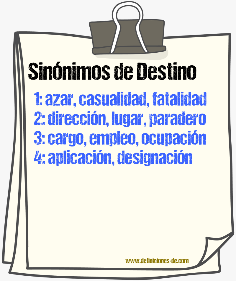 Sinnimos de destino