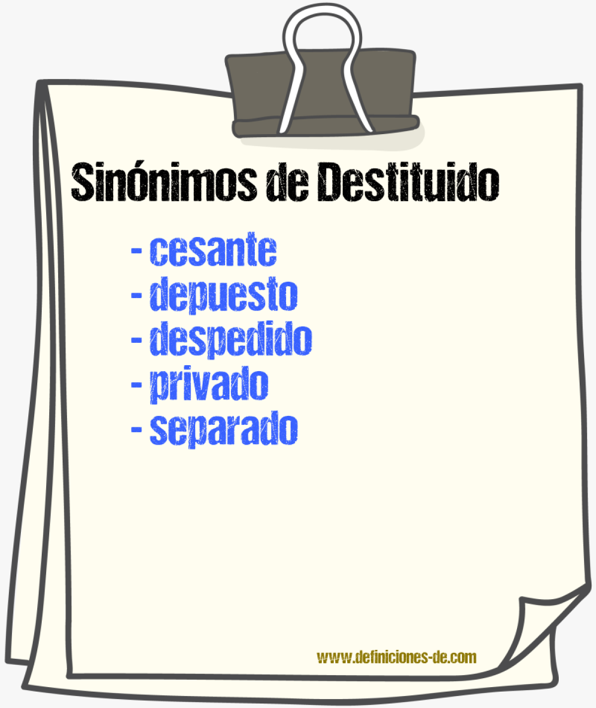 Sinnimos de destituido