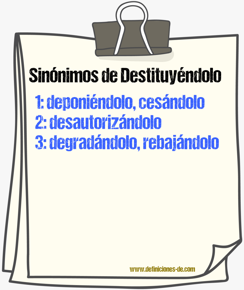 Sinónimos de destituyéndolo