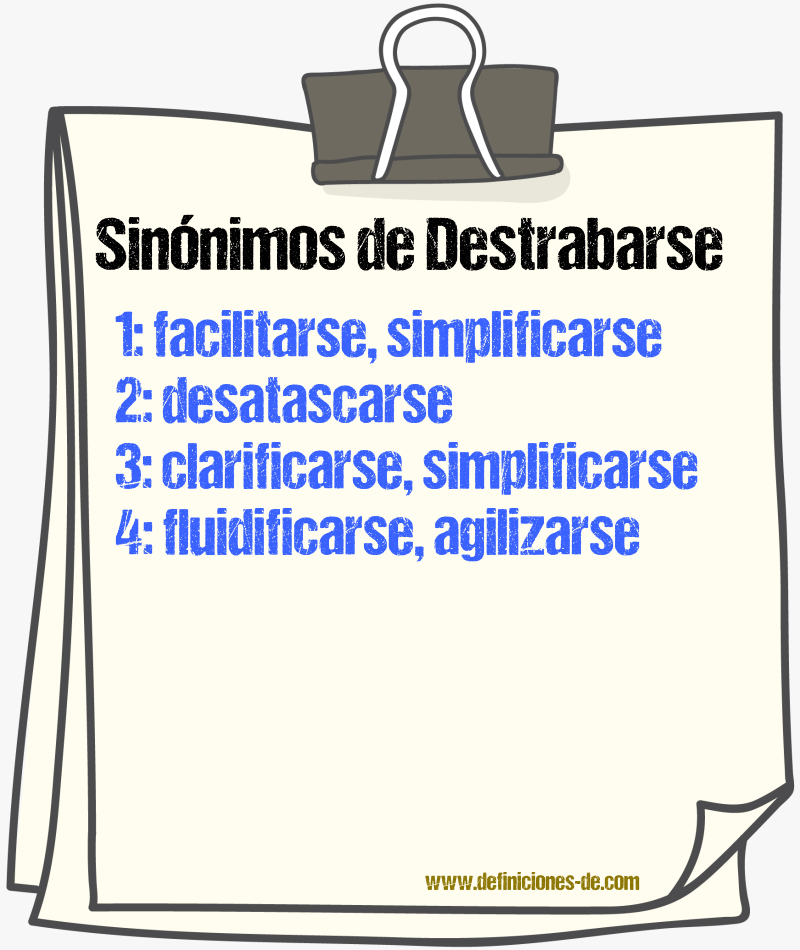 Sinónimos de destrabarse