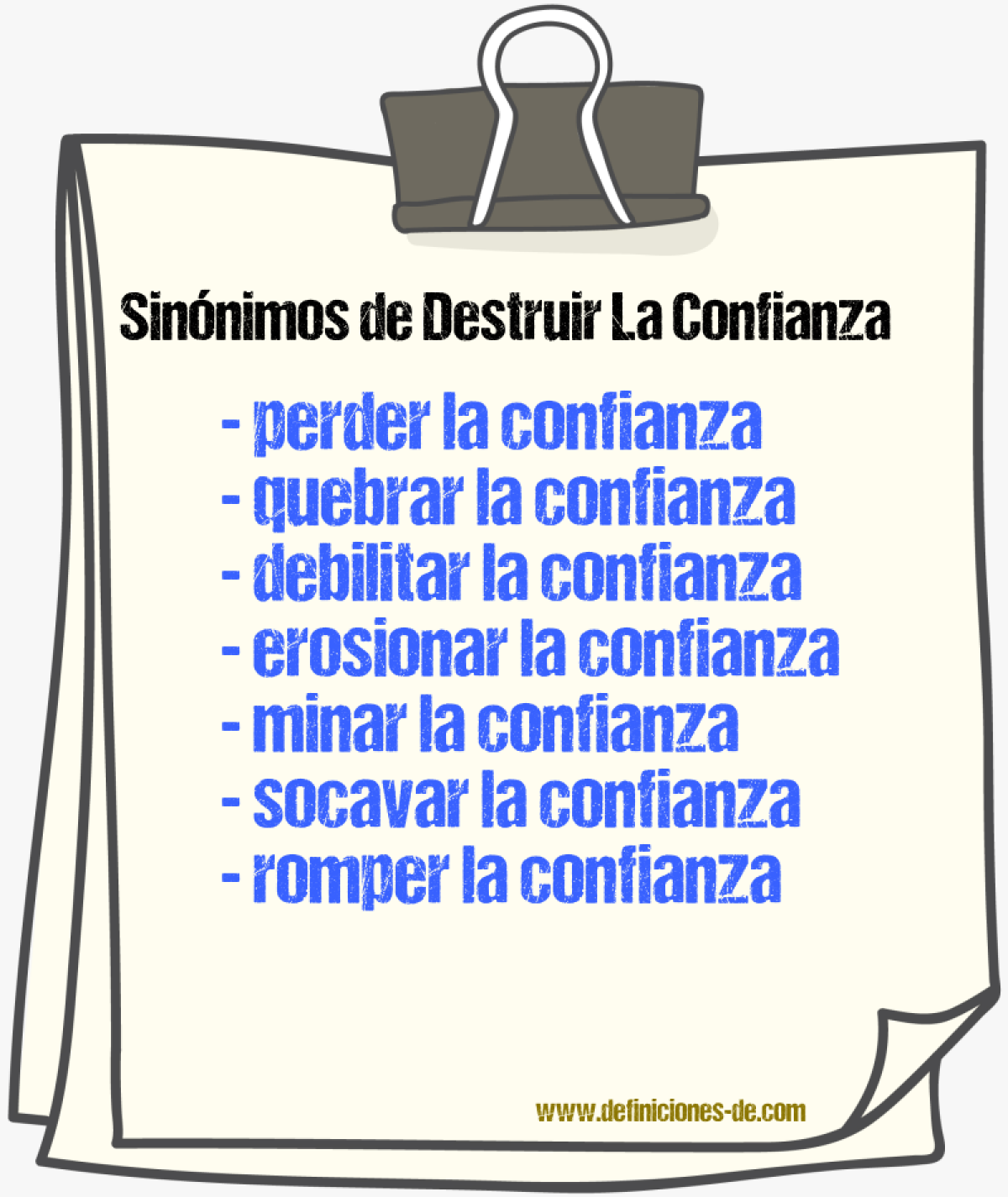 Sinónimos de destruir la confianza