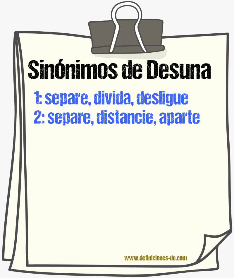 Sinónimos de desuna