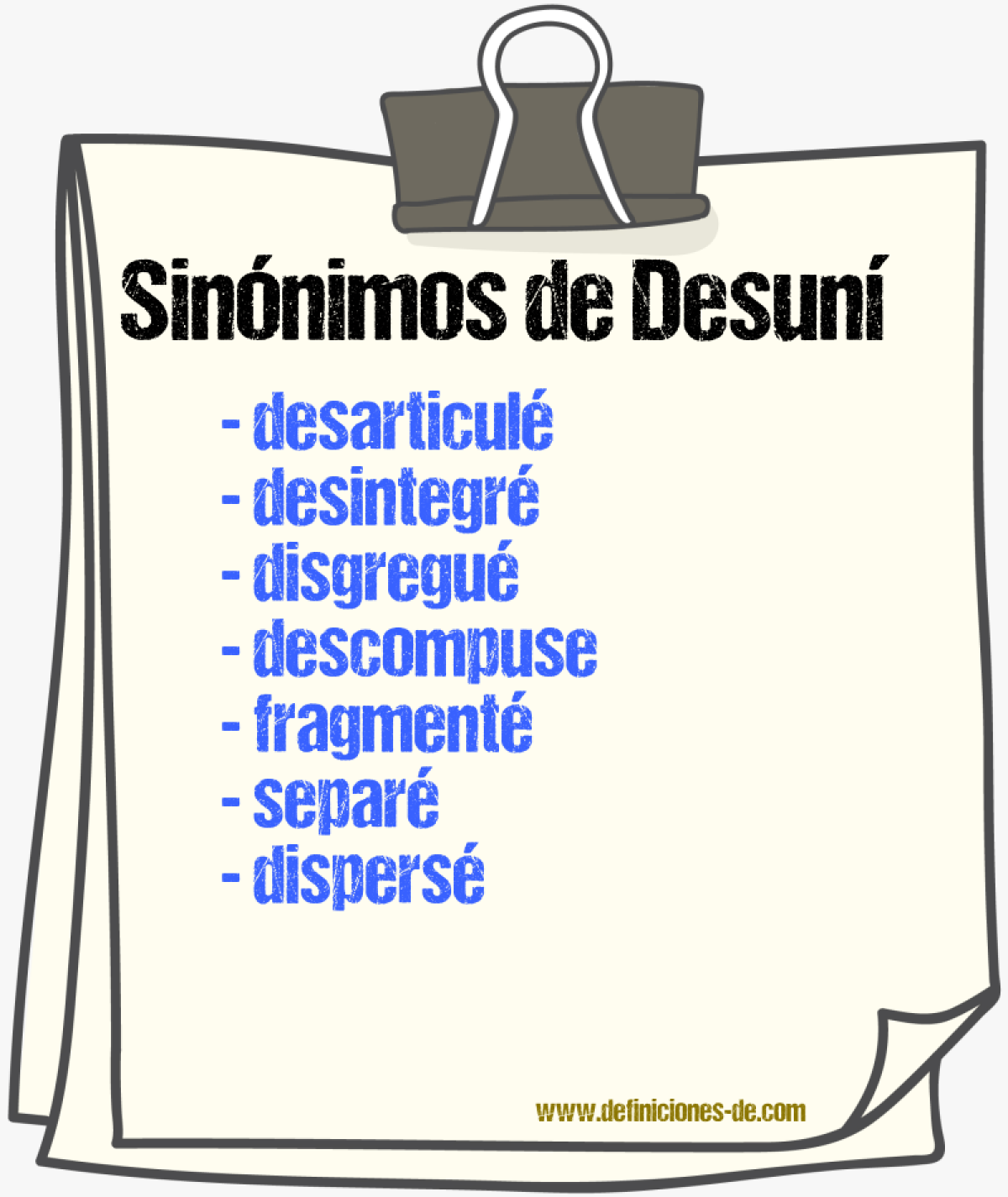 Sinónimos de desuní