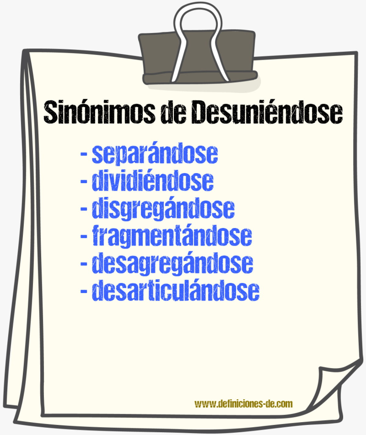 Sinónimos de desuniéndose