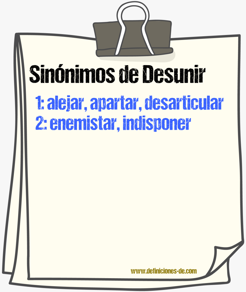 Sinnimos de desunir