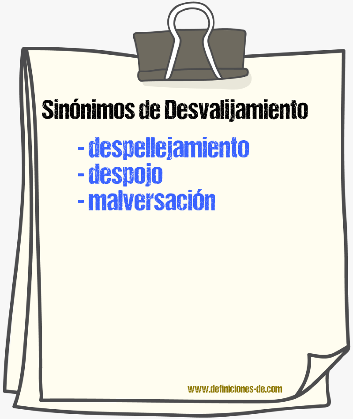 Sinnimos de desvalijamiento