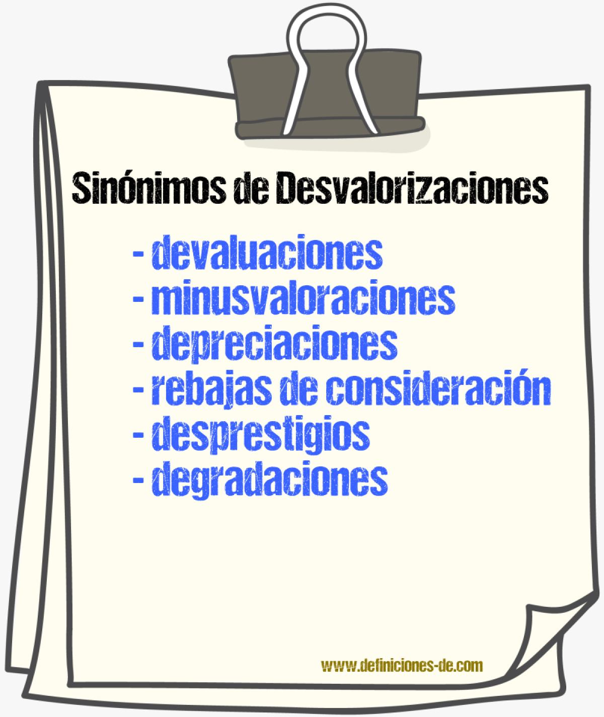 Sinónimos de desvalorizaciones