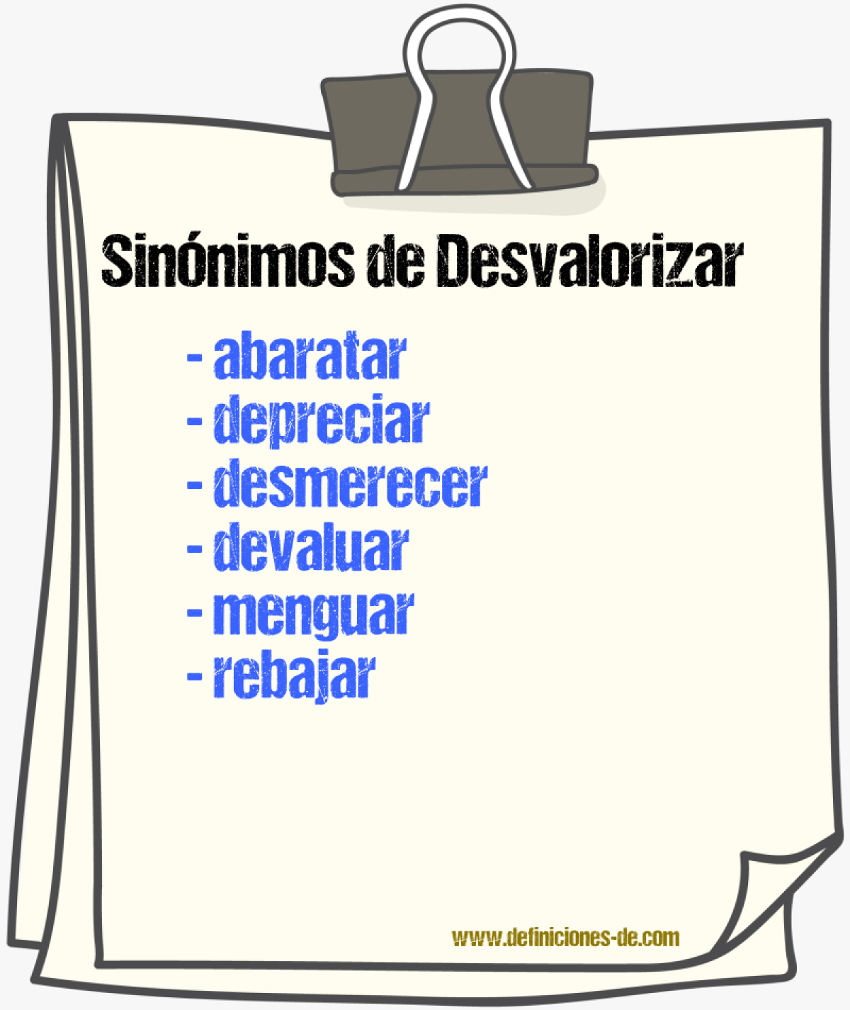 Sinnimos de desvalorizar