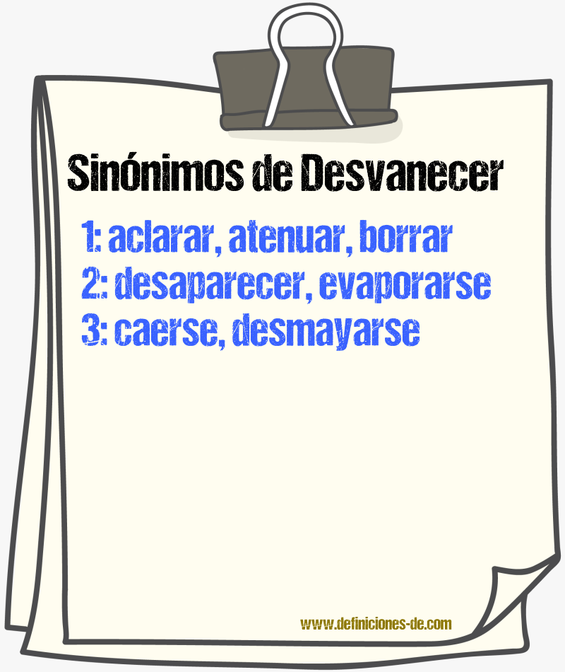 Sinnimos de desvanecer