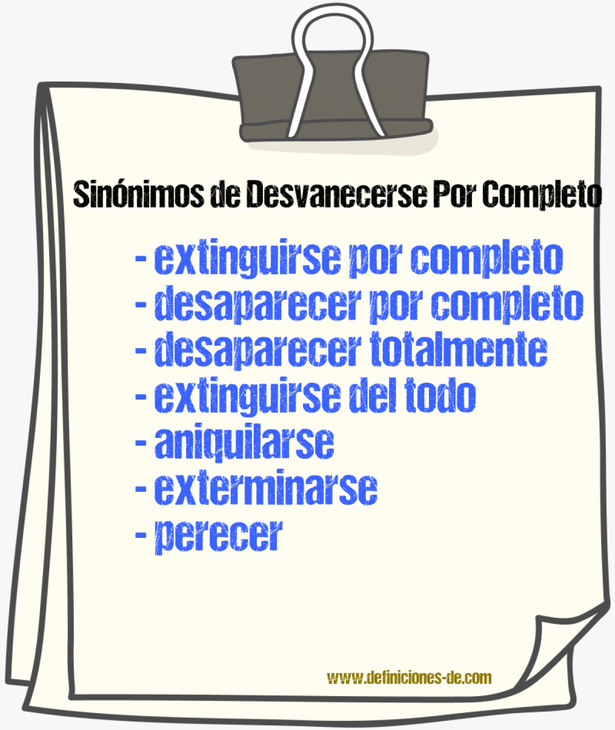 Sinónimos de desvanecerse por completo
