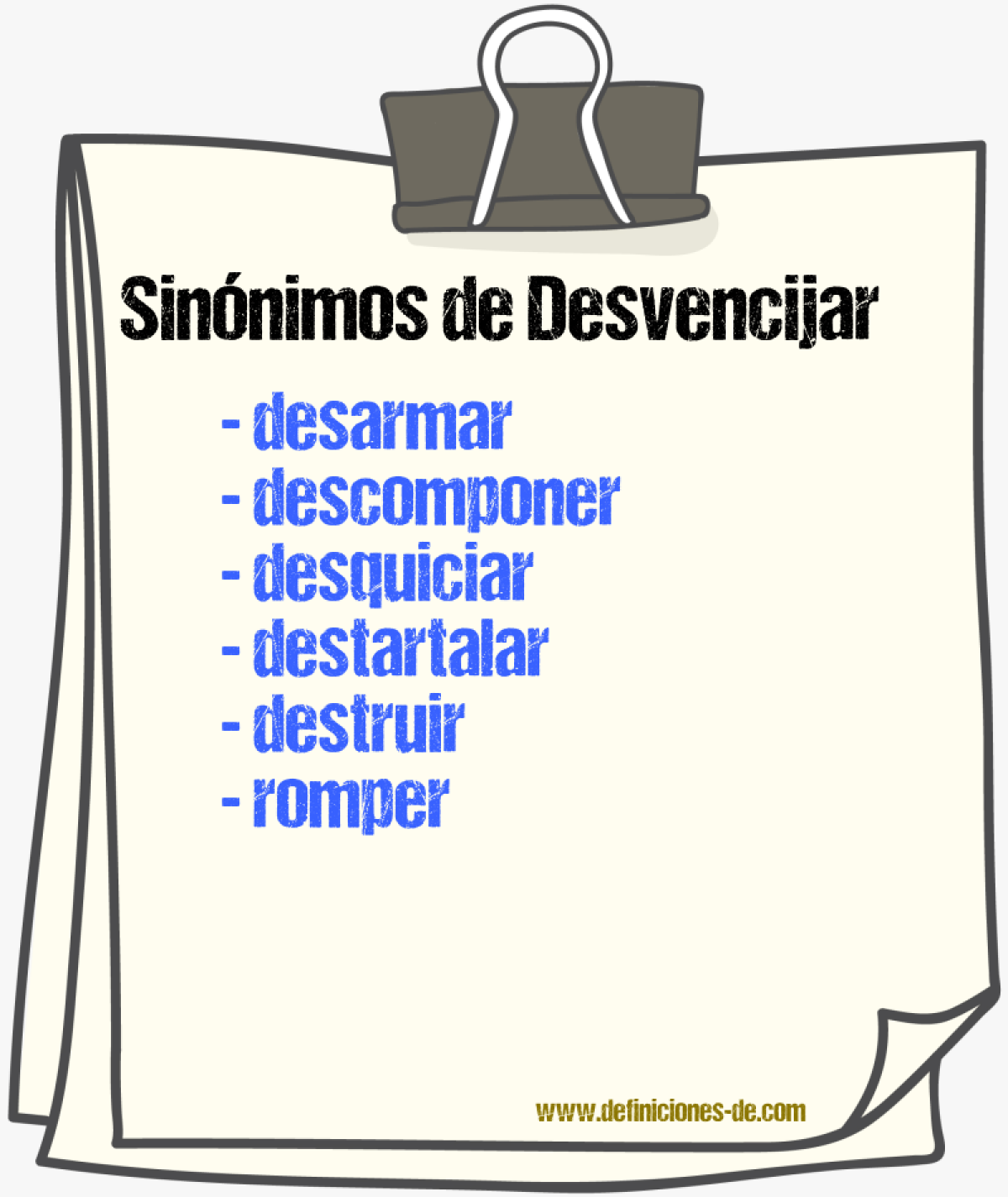 Sinnimos de desvencijar