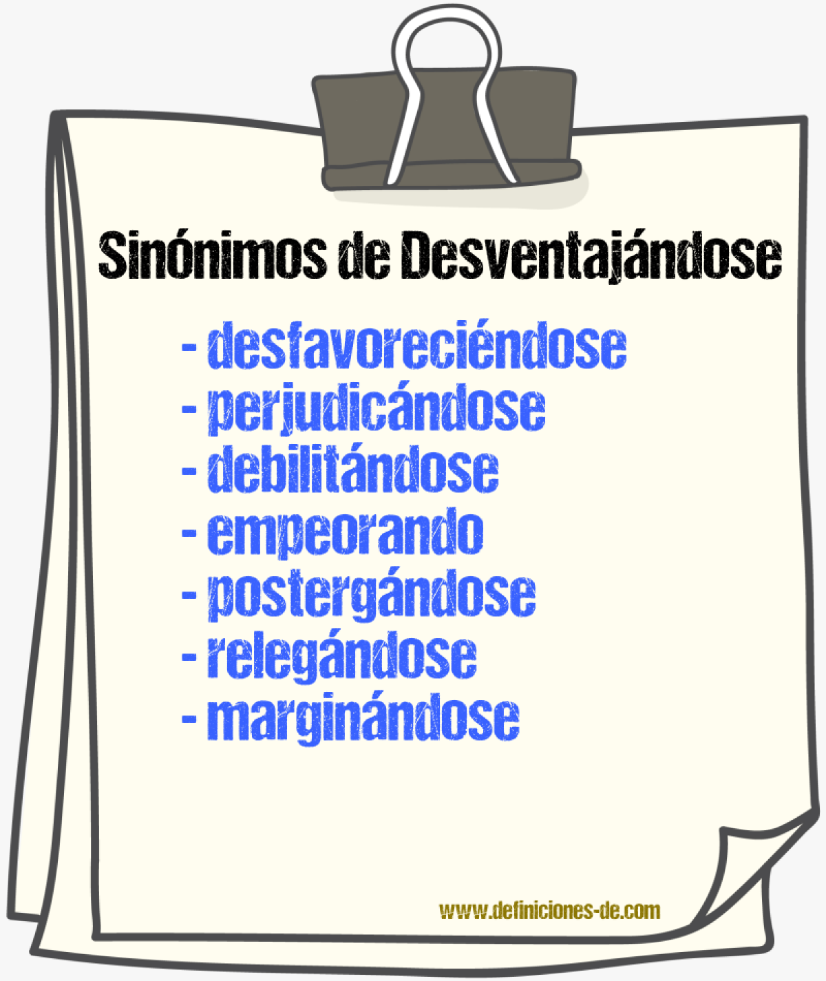 Sinónimos de desventajándose