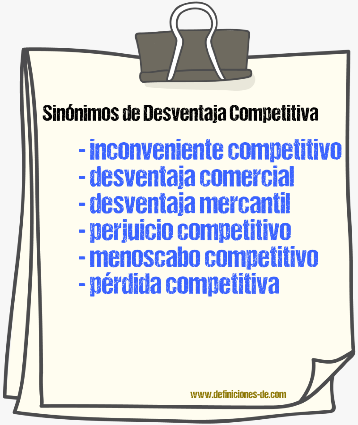 Sinónimos de desventaja competitiva