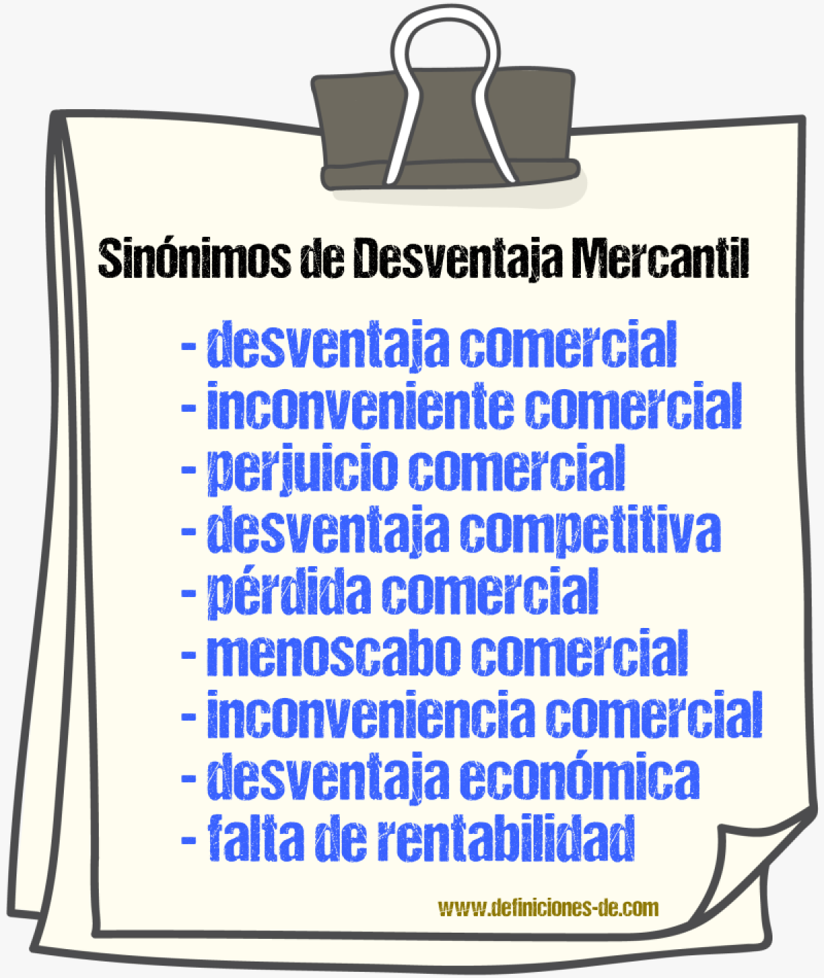 Sinónimos de desventaja mercantil