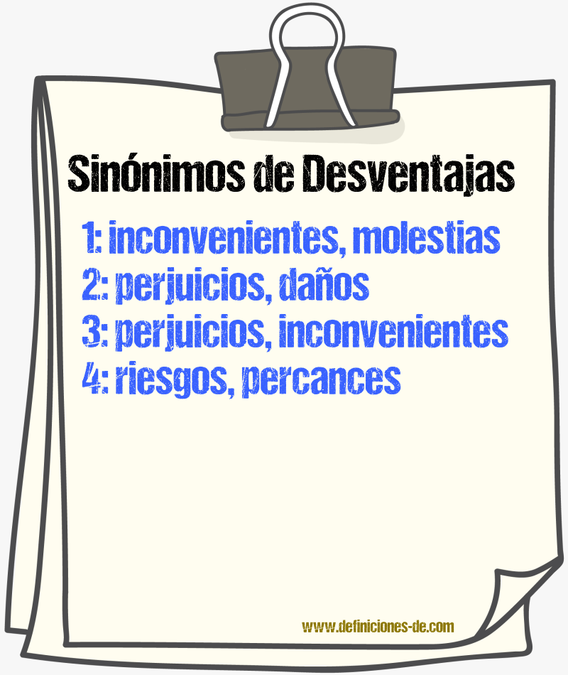 Sinónimos de desventajas