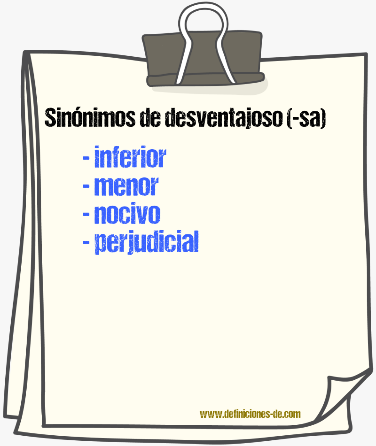 Sinnimos de desventajoso