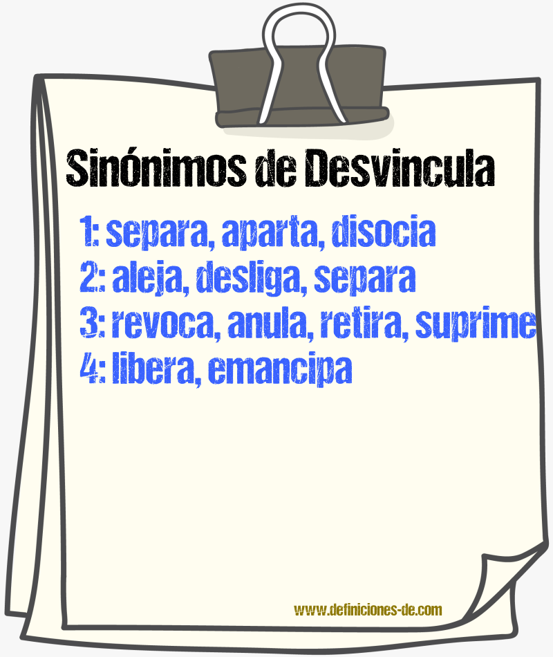 Sinónimos de desvincula
