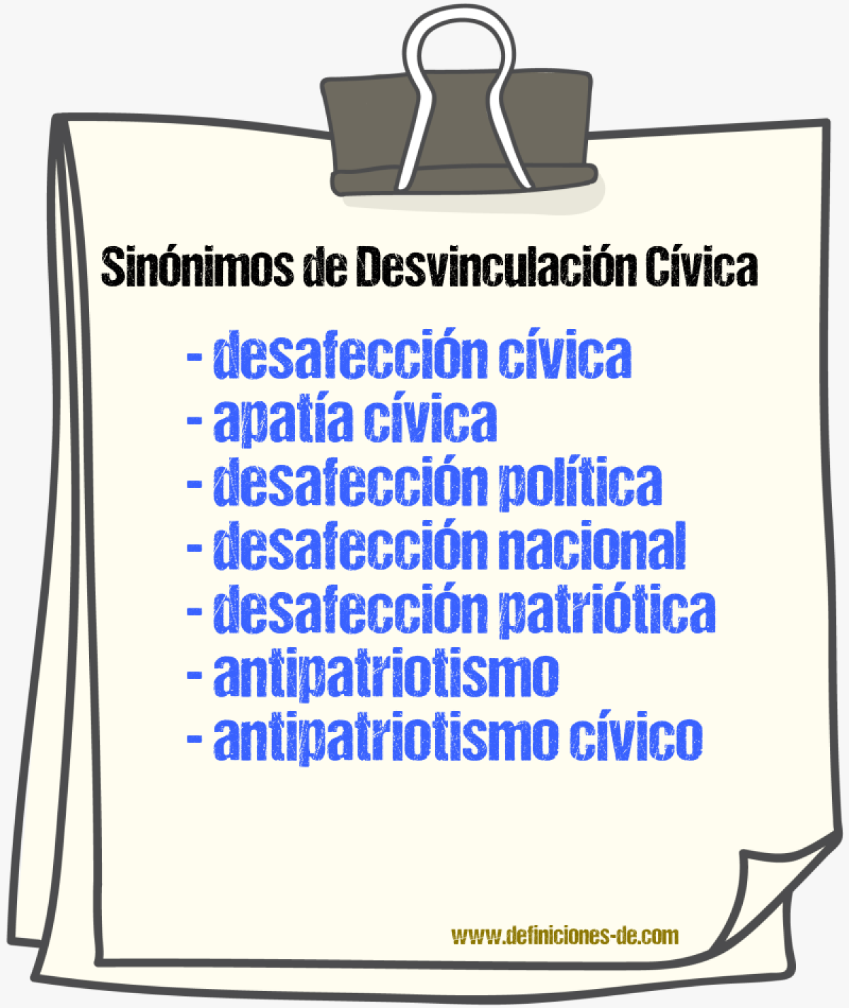 Sinónimos de desvinculación cívica