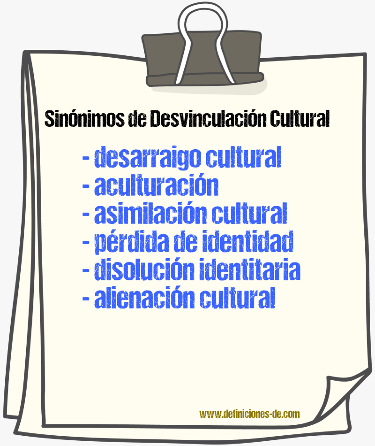 Sinónimos de desvinculación cultural