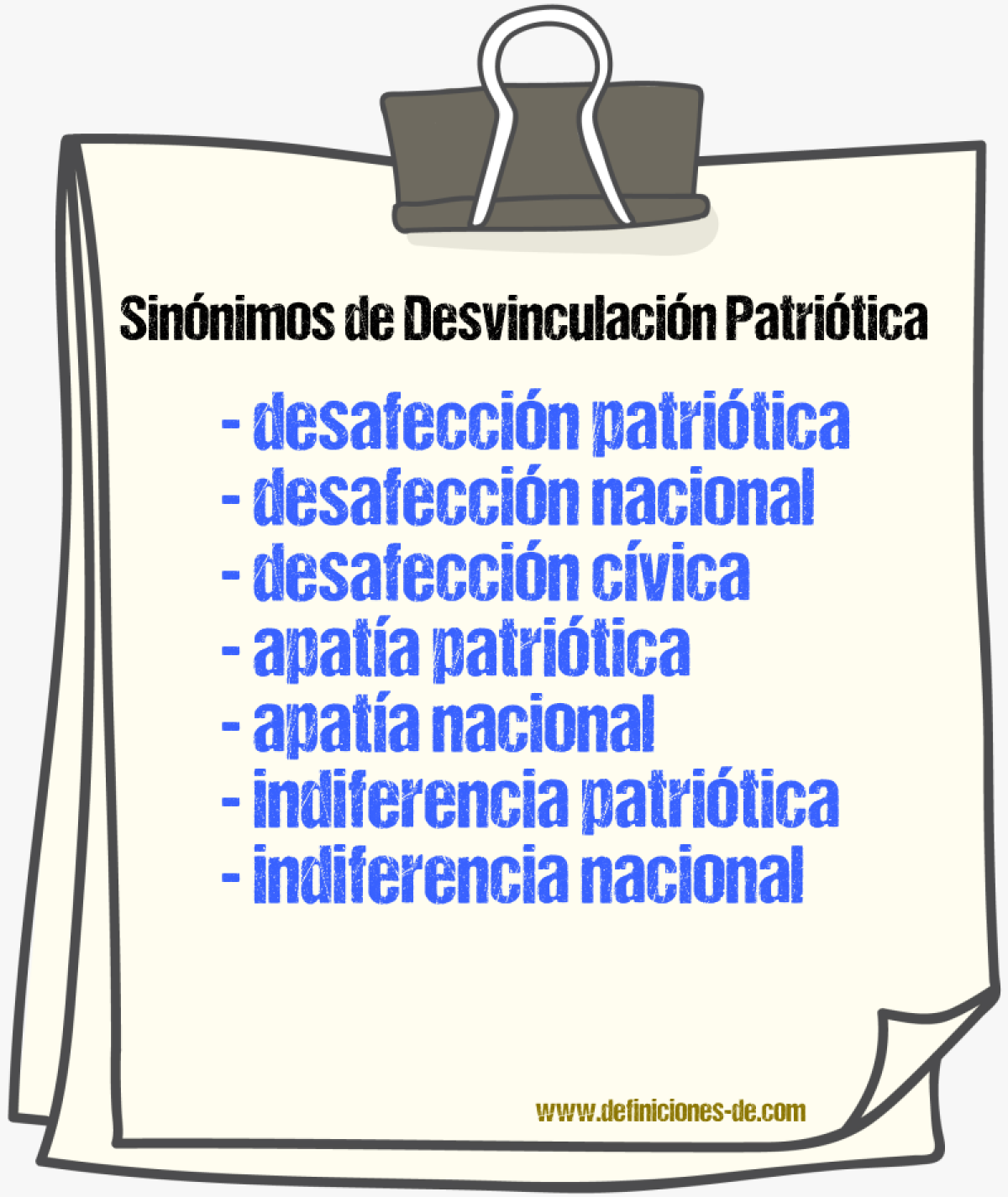 Sinónimos de desvinculación patriótica