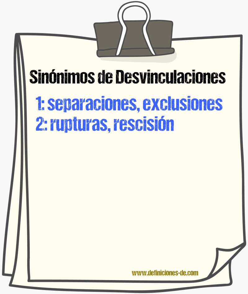 Sinónimos de desvinculaciones