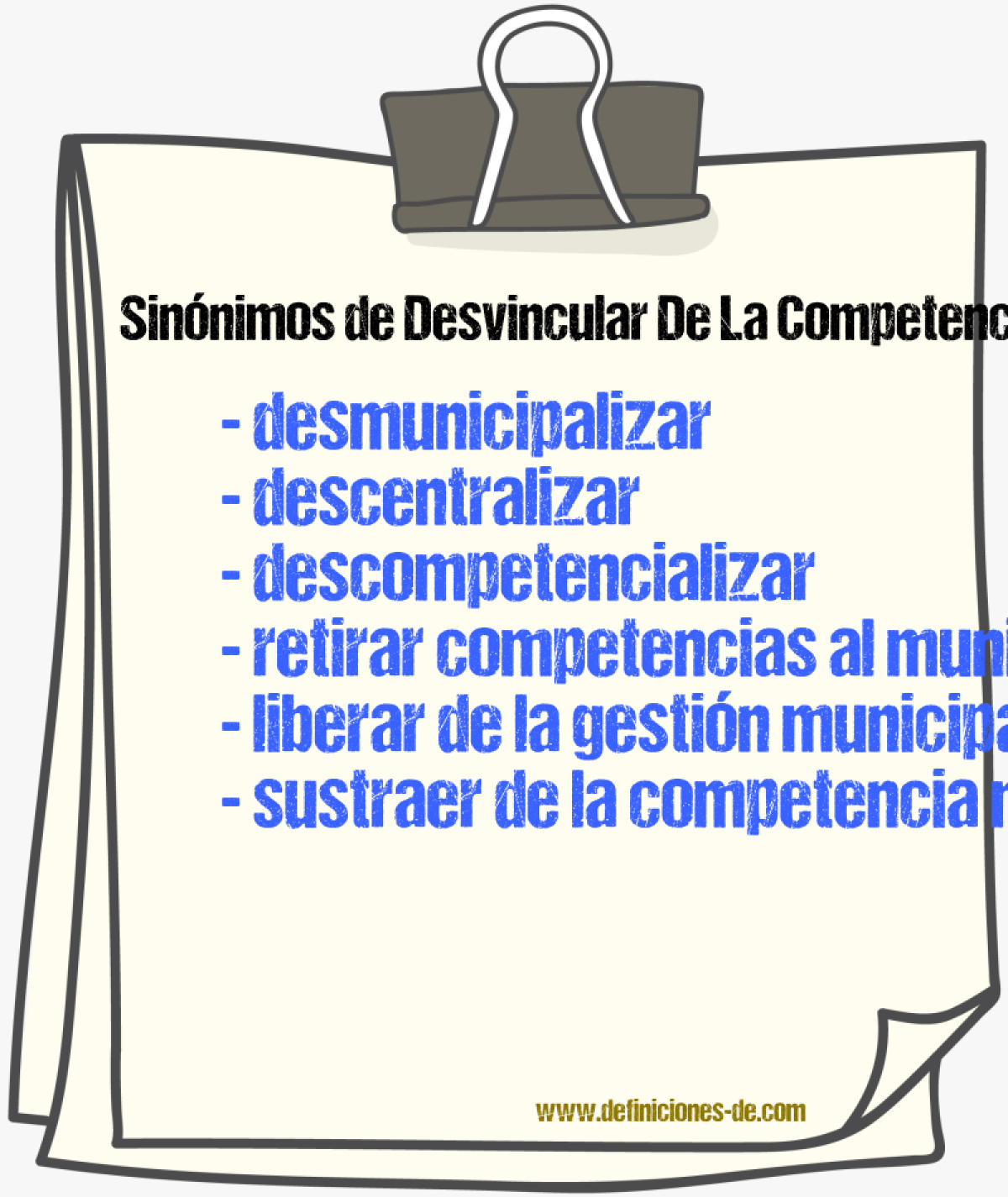 Sinónimos de desvincular de la competencia local