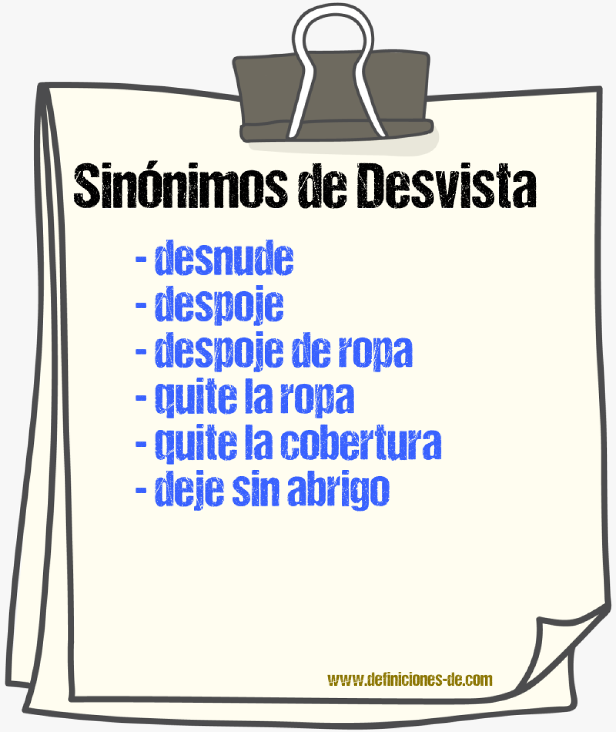 Sinónimos de desvista